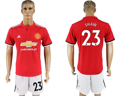 Manchester United #23 Shaw Red Home Soccer Club Jersey - Click Image to Close